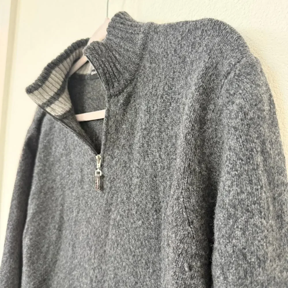 Daniele Blasi Wool Half Zip Sweater Gray Men‎ L Made in Italy Quiet Luxury